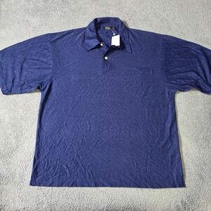 Johnnie Walker Mens Large Polo Shirt Navy Silk Ramie Textured JS11302 NWT